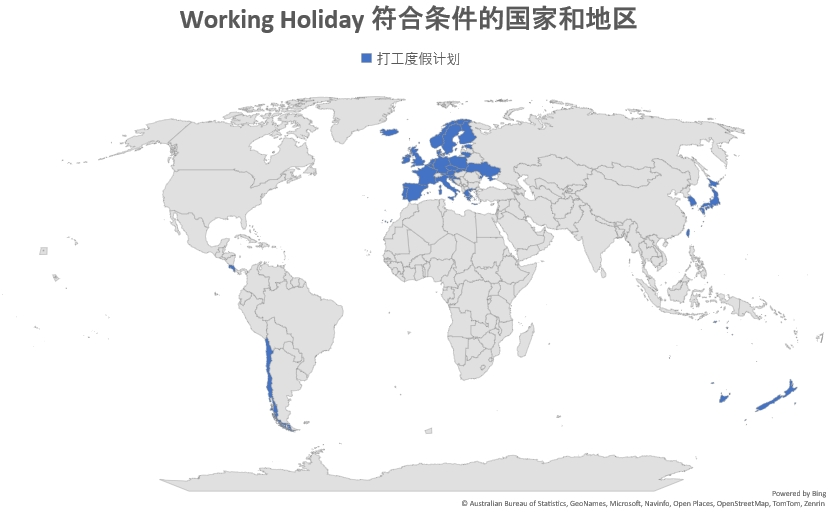 打工度假计划-符合条件的国家和地区